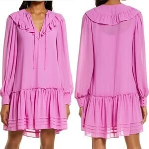 NWT Ever New Purple Nelly V-neck Ruffle Mini Dress